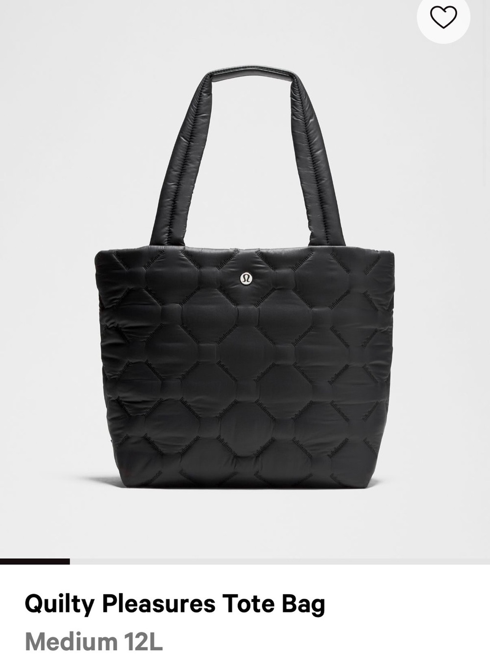 lululemon athletica Guilty Pleasures Black Quilted Puffer Tote - Picture 5 of 6
